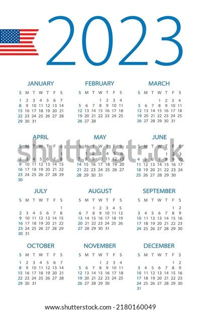 Calendario 2023 Año Ilustración Vectorial Vector De Stock Libre De