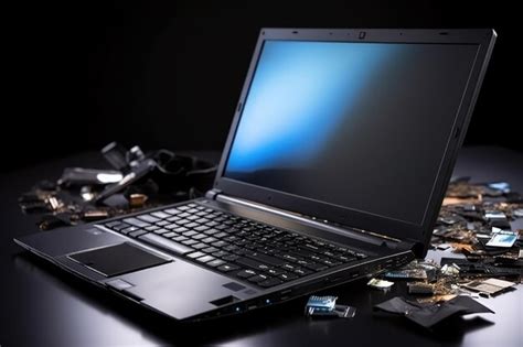 Premium Ai Image Laptop With Broken Cracked Lcd Display Among
