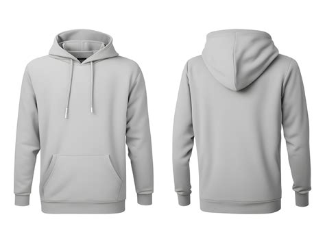 Ai Generated Blank Grey Hoodie Front And Back View Mockup Isolated On