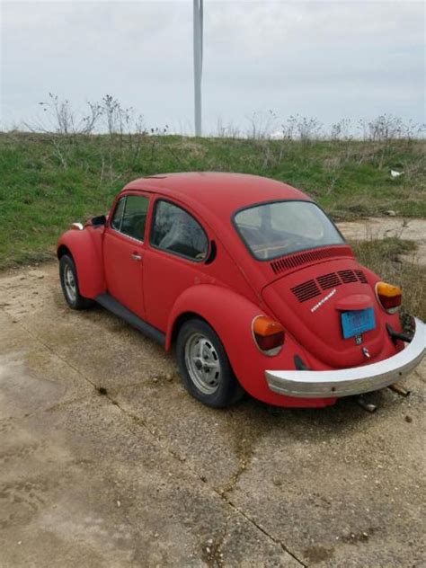 1975 Vw Red Super Beetle Running Boards Sunroof Engine Rebuilt In 99