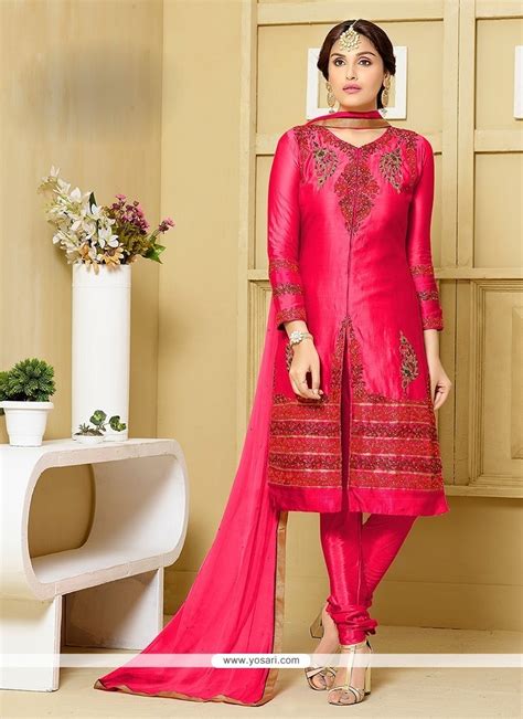Buy Outstanding Hot Pink Churidar Designer Suit Churidar Salwar Suits