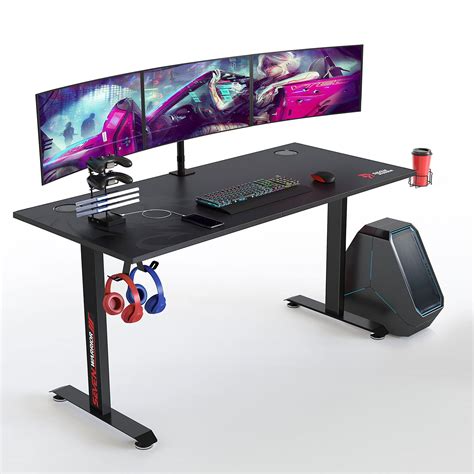buy seven warrior gaming desk 60 inch t shaped carbon fiber surface computer desk with full