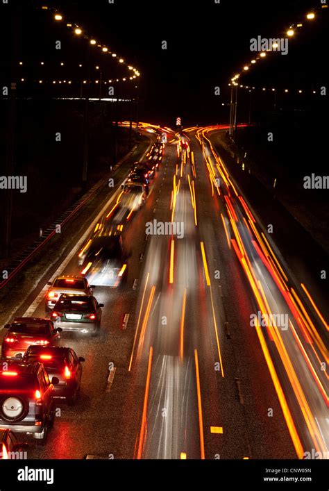 Time Lapse View Of Traffic At Night Stock Photo Alamy