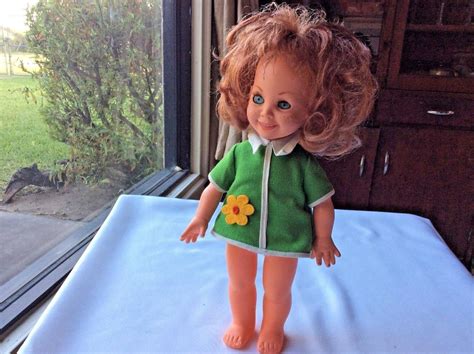 Vintage 1968 Vinyl Smiling Doll Freckles Eyes Openclose Italy