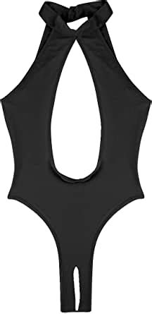 Amazon Com Yanarno Women S Halter Cutout Crotchless Swimsuit Bodysuit