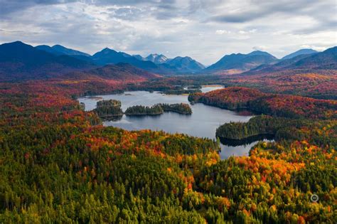 High Peaks Of Adirondacks With Peak Fall Foliage Natural New York At