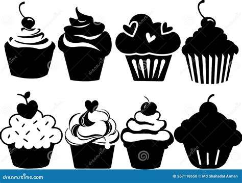 Cupcakes Silhouette Set Stock Vector Illustration Of Silhouette