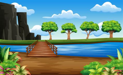 Bridge Over River Illustrations Royalty Free Vector Graphics And Clip