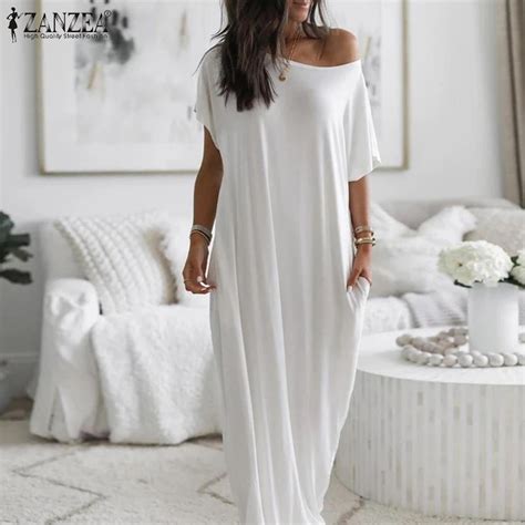 Zanzea Women Leisure Dress 2023 Summer Knitted Maxi Vestidos Casual Solid Loose Long Sundress