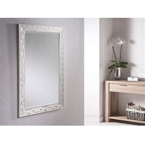 White And Silver Rectangular Wall Mirror Homesdirect365
