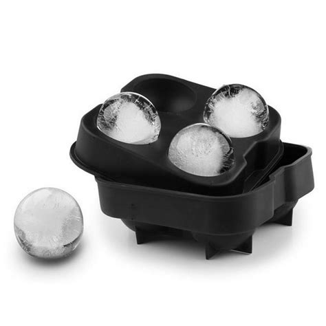 Buy Cocktail Whiskey Ice Ball Maker Ice Cube Tray 4 Large Silicone Ice Molds Maker Kitchen Bar