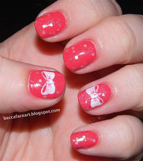 Becca Face Nail Art Pink Bow Nails