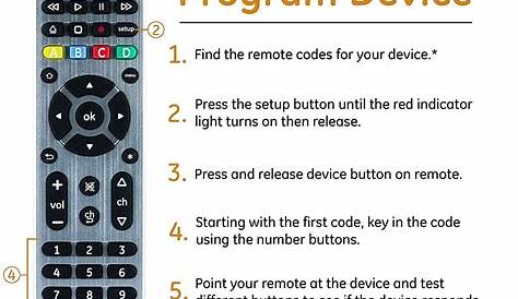 GE Universal Remote Codes with Program Instructions.