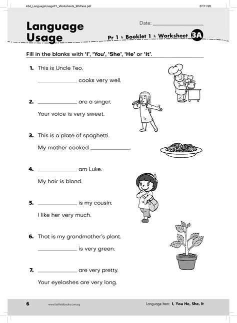 English Worksheets Grade 1 Chapter Articles Key2practice Free English