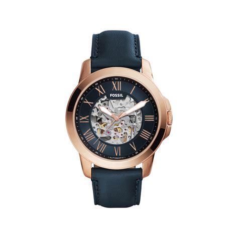 Achetez en toute confiance et sécurité sur ebay! Montre Fossil homme automatique acier cuir bleu - Homme ...