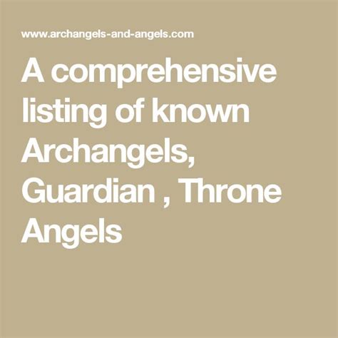 A Comprehensive Listing Of Known Archangels Guardian Throne Angels