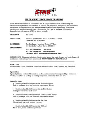 Fillable Online Nate Certification Testing Fax Email Print Pdffiller