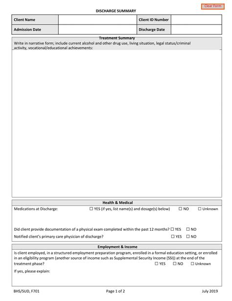 Free Printable Discharge Summary Templates Word Pdf Mental Health
