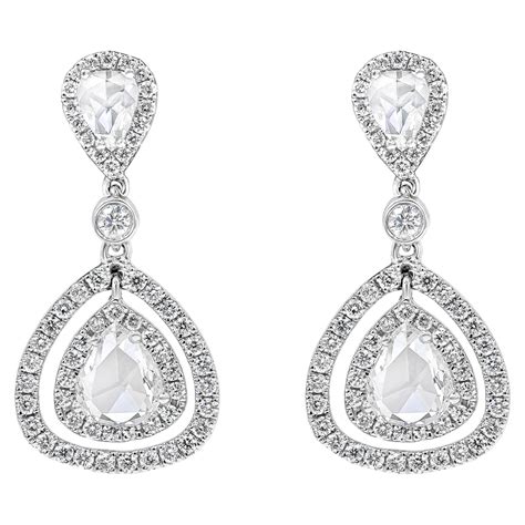 Rose Cut Pear Shaped Diamond Earrings At 1stDibs