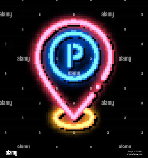 Parking Geolocation Neon Glow Icon Illustration Stock Vector Image