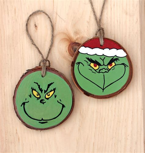 Grinch Hand Painted Wood Slice Ornaments Grinch Ornaments Painted