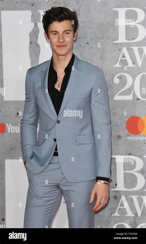 Canadian Singer Shawn Mendes Attends The Brit Awards At O2 Arena In