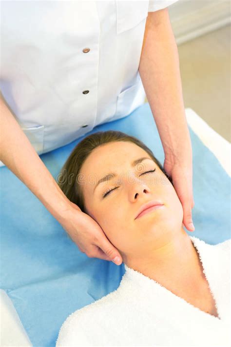 Detail Of A Woman Face Receiving A Relaxing Facial Massage Stock Image Image Of Treatment