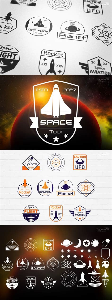 Space Sci Fi Emblems Badges Logos Badge Logo Cat Logo Logo Design