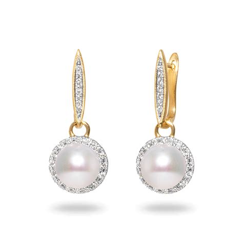 85 9mm Akoya Pearl And Diamond Earrings Tara Pearls