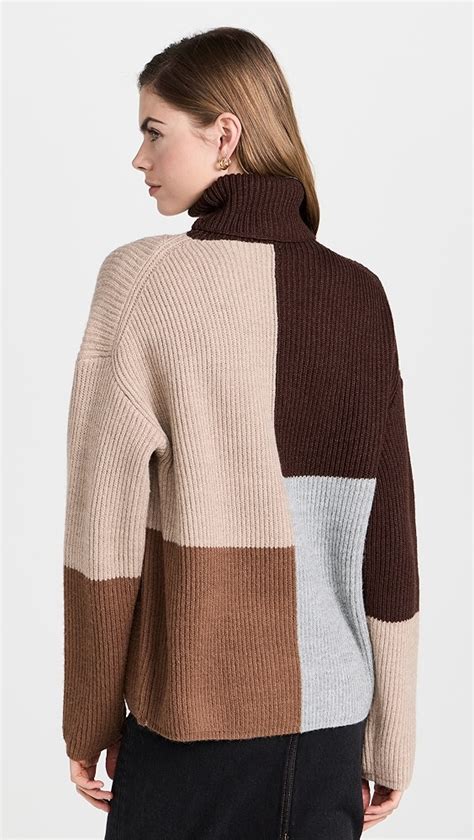 Moon River Turtleneck Long Sleeve Colorblock Sweater Shopbop