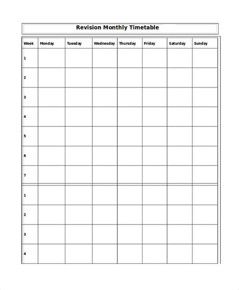 Free 9 Sample Monthly Timetable Templates In Pdf Ms Word Excel