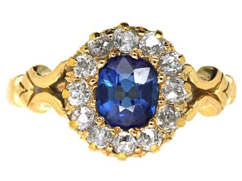 Edwardian Ct Gold Sapphire Diamond Oval Cluster Ring M The
