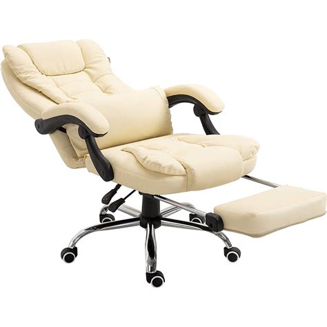 Executive Reclining Computer Desk Chair With Footrest Headrest And