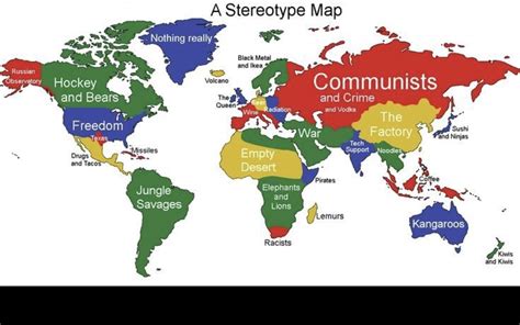 Stereotype Map Of The World Tourist Map Of English