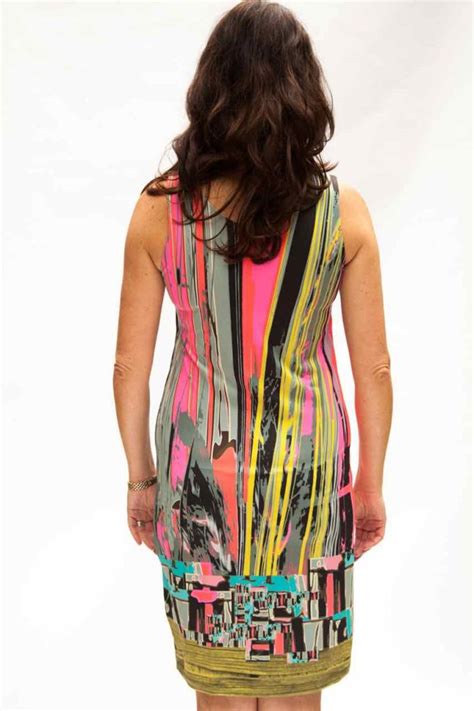 Volt Design Dress Kin 308 Straight Cut Abstract Design