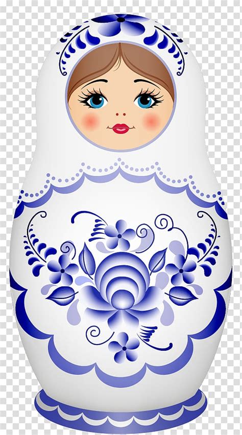 White And Blue Floral Russian Doll Clip A Russia Matryoshka Doll