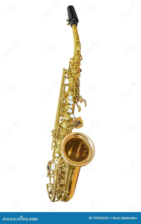 Classic Musical Instrument Saxophone Isolated On White Background Stock