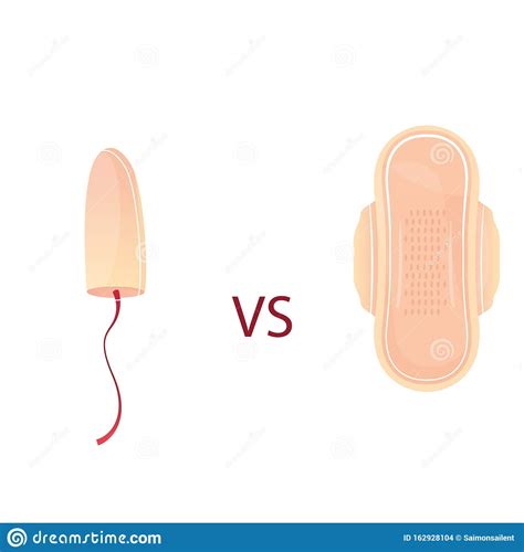 Modern Vector Illustration Of Feminine Hygiene Products Tampon Vs Pads