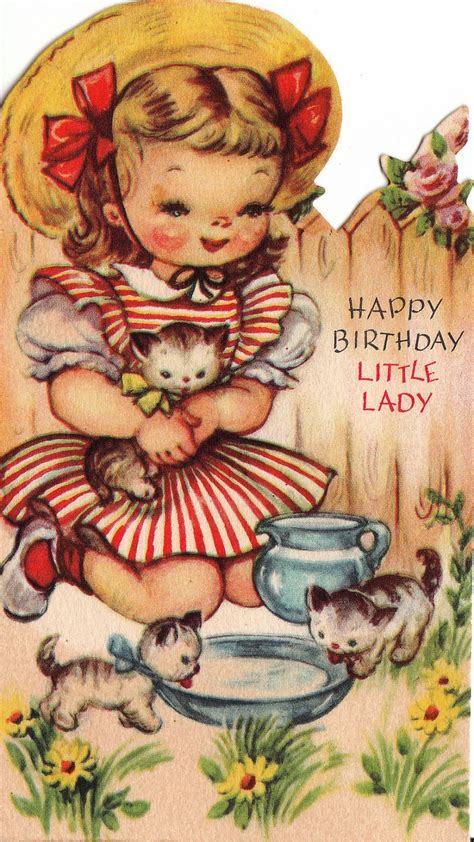 Vintage 1960s Happy Birthday Little Lady Greetings Card B37
