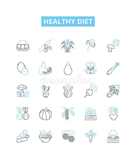 Healthy Diet Vector Line Icons Set Diet Healthy Nutrition Fruits