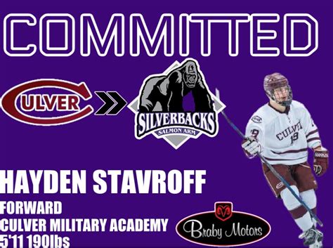 Hayden Stavroff Commits To Silverbacks For Upcoming Season Salmon Arm
