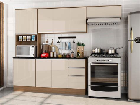 Cozinha Compacta Poliman Móveis Paris J75030 Com Balcão Nicho Para