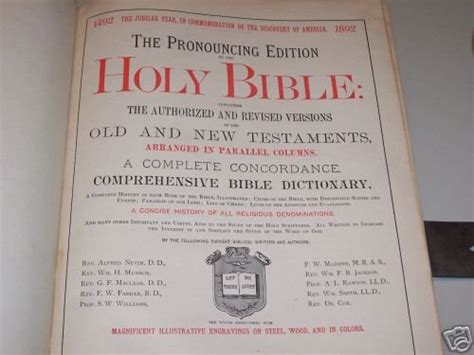 Antique Pronouncing Parallel Holy Bible 1892 Gold Gilt 36840439