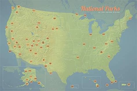Best Maps Ever National Park Collector Pins Map 24x36
