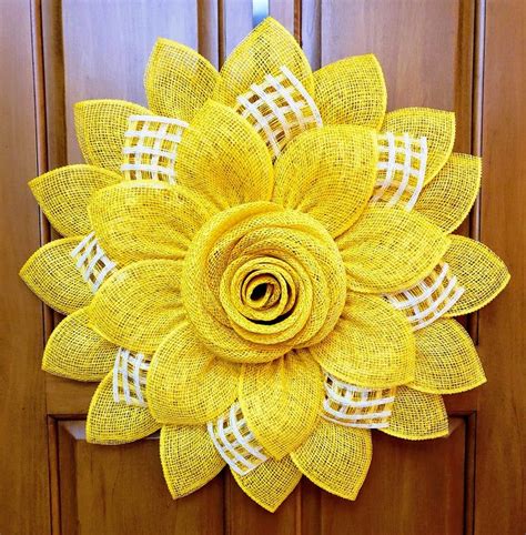 Large Yellow Daisy Rose Sara Flower Poly Burlap Flower Etsy In 2021