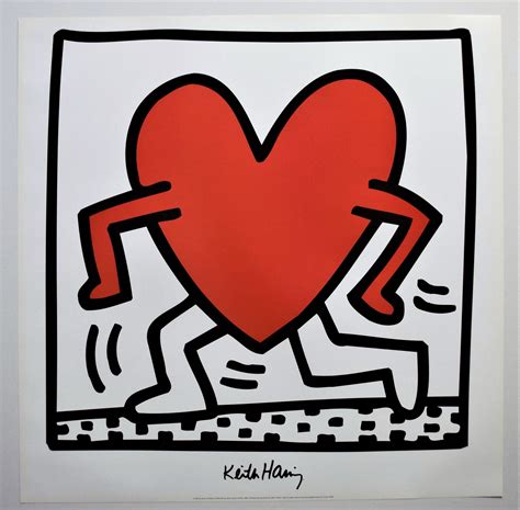 Keith Haring Untitled Red Heart Original Etsy