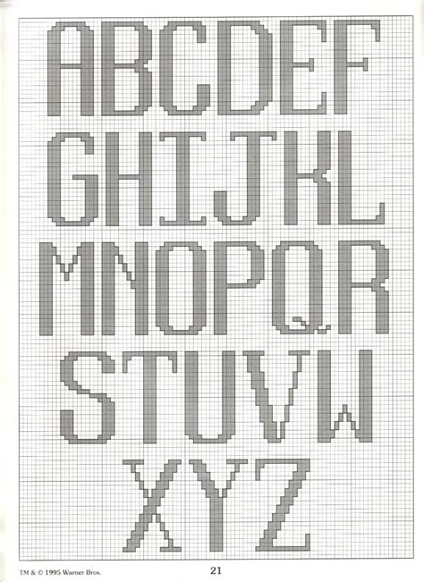Each letter is approx 7 (w) x 9 (h) stitches. Looney Tunes Cross Stitch Charts Free