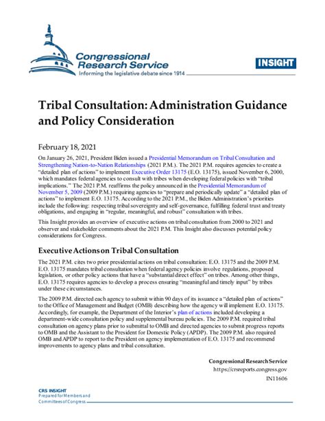 Tribal Consultation Administration Guidance And Policy Consideration