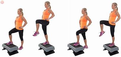 Step Knee Lift Alternating Ups Bench Workout