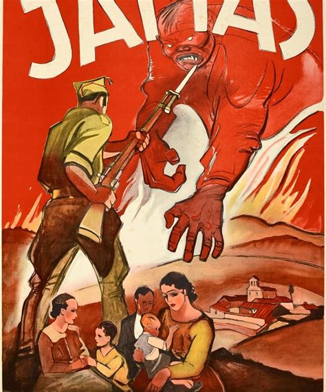 Original Vintage Anti Communist Spanish Civil War Propaganda Poster